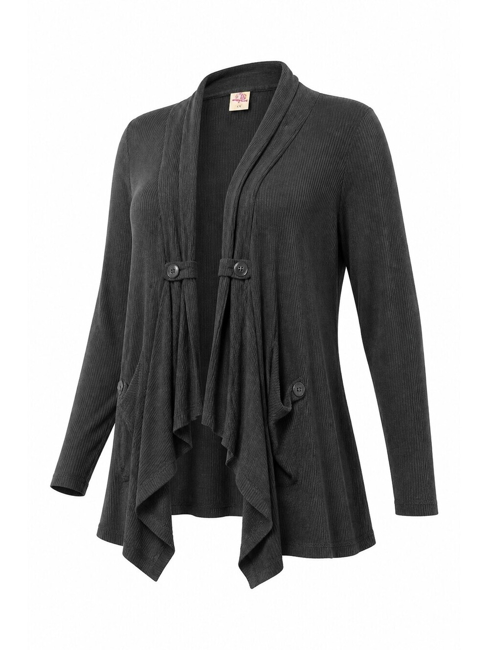 Love By Design Black Ribbed Long Sleeve Cardigan Size L